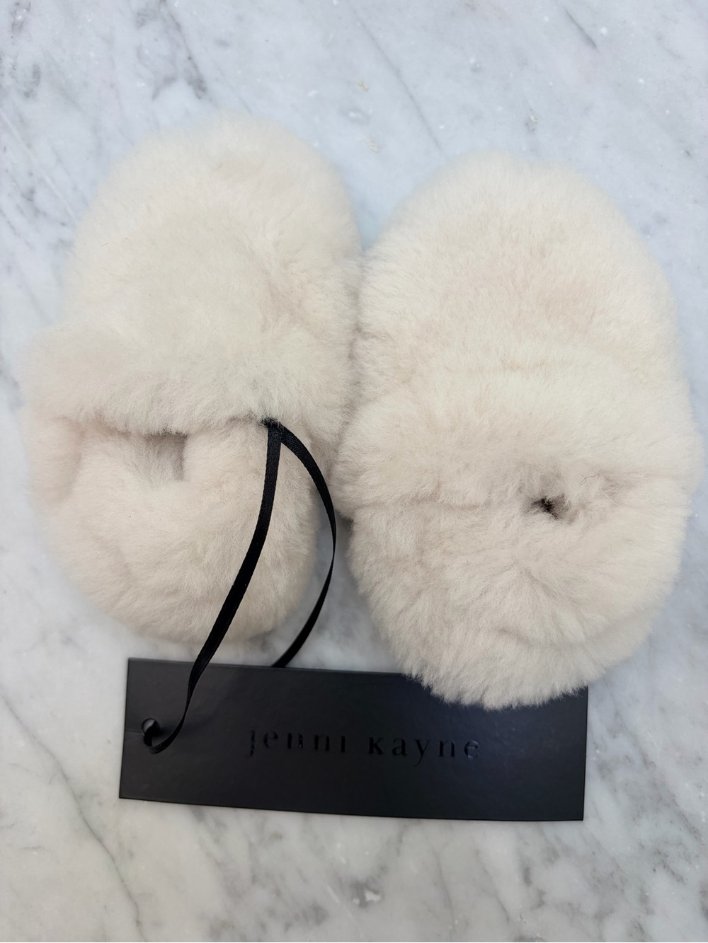 Jenni Kayne Cream Fur Baby Slippers with Tag